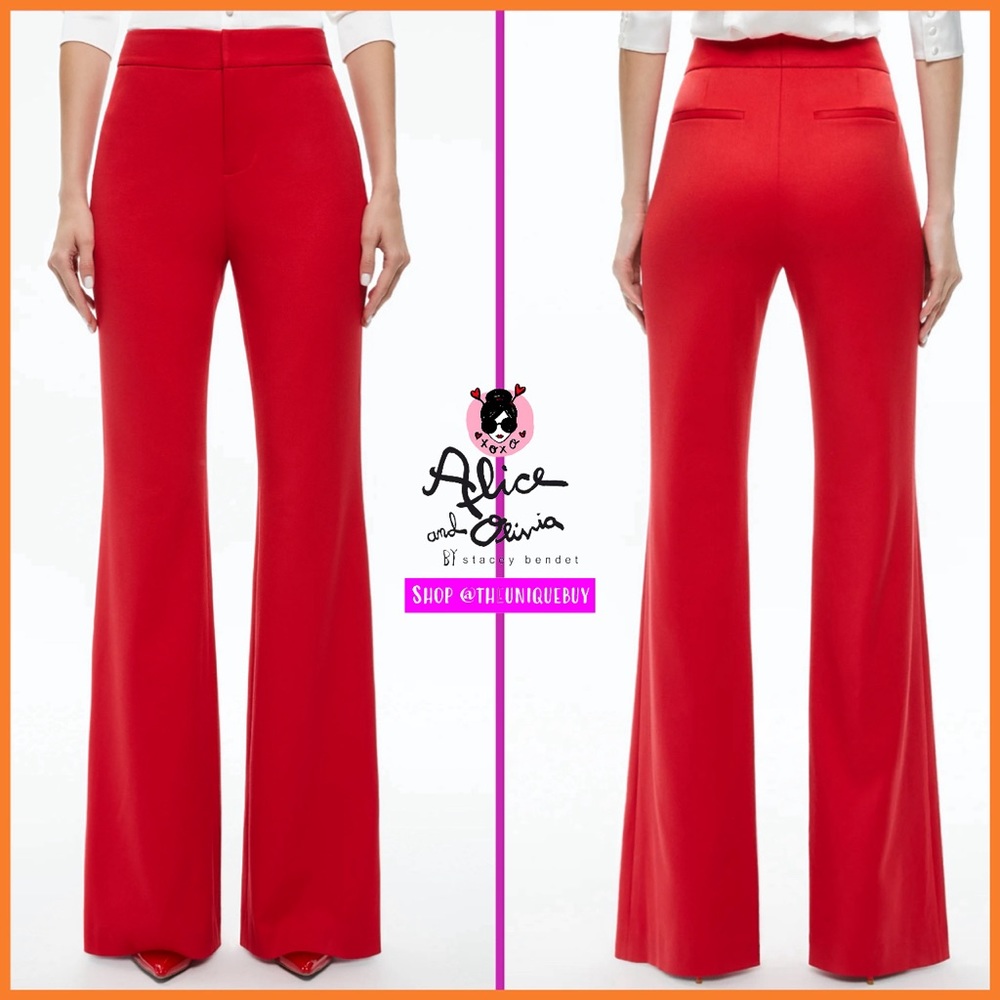 Alice + Olivia Deanna High Rise Red Bootcut Pant - Picture 16 of 17